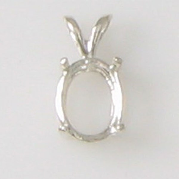 925 Sterling Silver Oval Pendant Settings Pre-notched 6x4-18x13 For Faceted Oval Stones