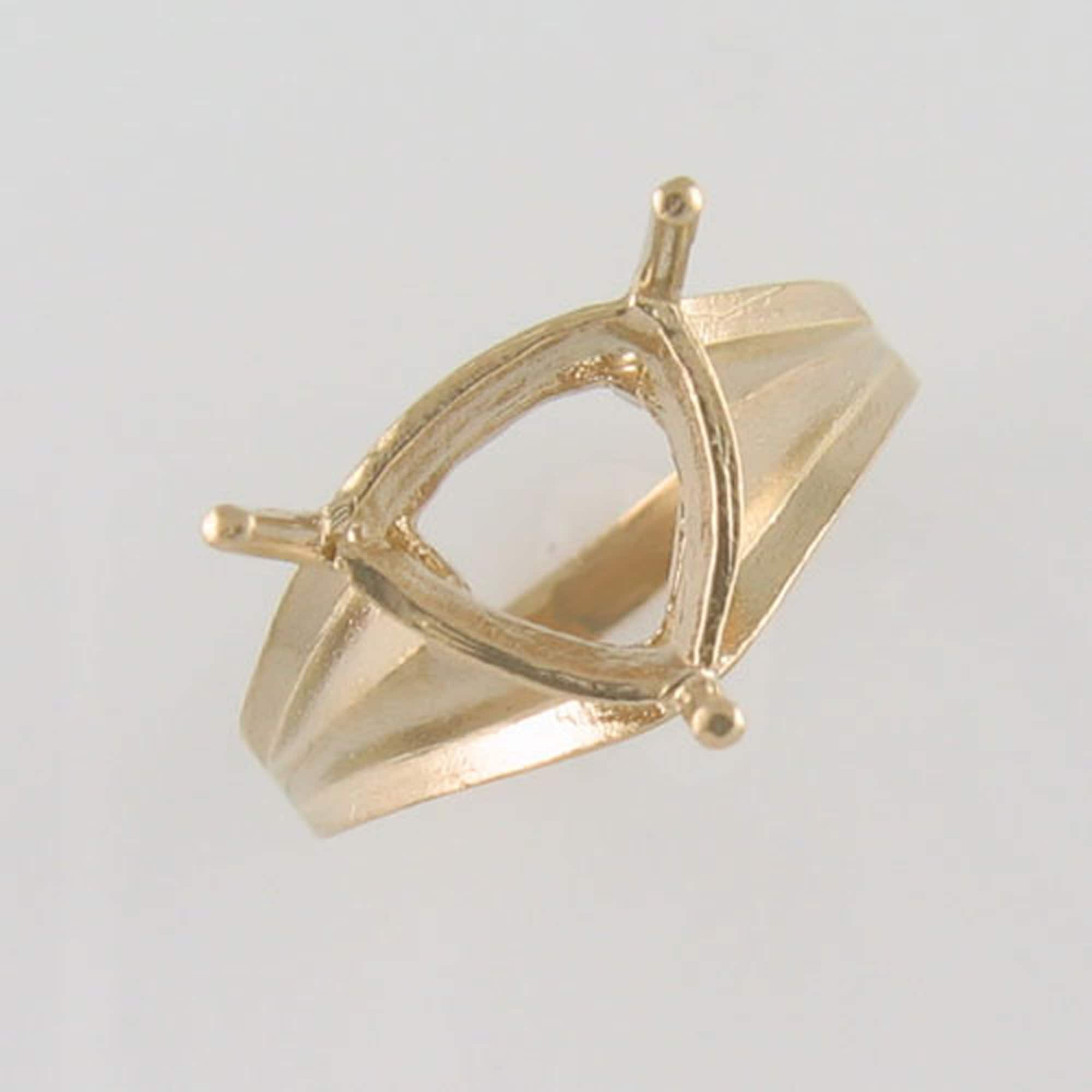 Vintage Solid 10K Gold Ring Setting for 10x10 Trillion Faceted 