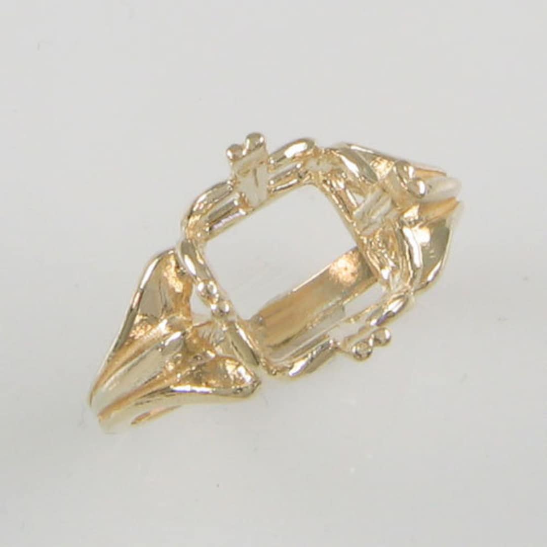 Solid Sterling Silver or 14K Gold Ring Setting for 10x10 Antique