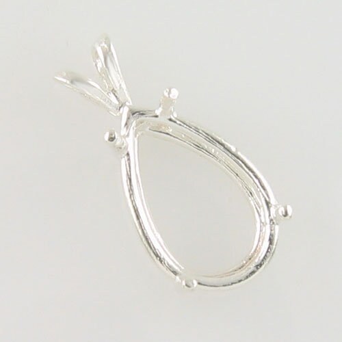 925 Sterling Silver Pear Pendant Settings Pre-notched 9x6-15x10 For Faceted Pear Stones