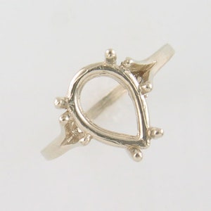 Sterling Silver Pear Gem Ring Setting, DIY Ring Blank (12x8mm)