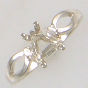 Solid Sterling Silver Ring Setting for 7x7 Trillion Faceted Gems, Ring Blank, DIY Ring Setting