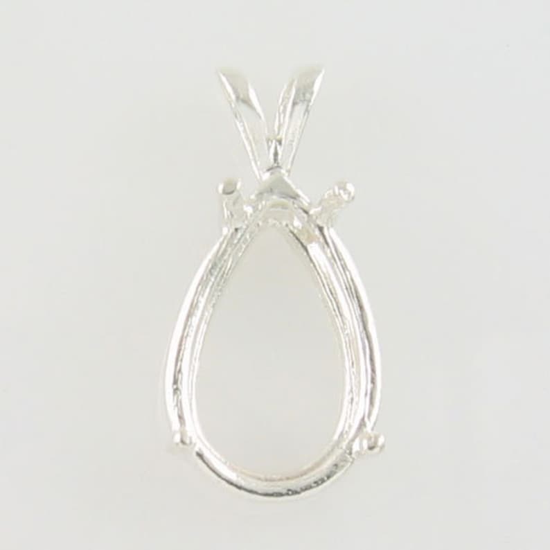 925 Sterling Silver Pear Pendant Settings Pre-notched 9x6-15x10 for ...