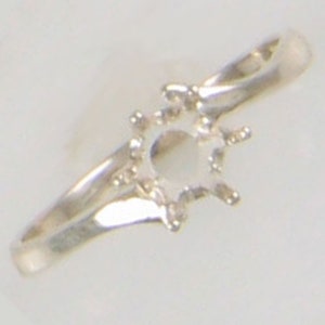 Solid Sterling Silver Ring Setting for 6mm Round Faceted Gems, Ring Blank, DIY Ring Setting