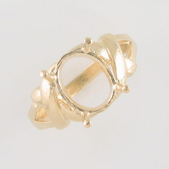 Vintage Solid Sterling Silver or 14K Gold Ring Setting for 10x8 - Main Image