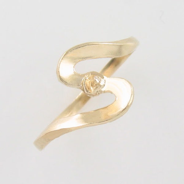 Solid Sterling Silver or 14K Gold Ring Setting for 4-8mm Round Half-Drilled Pearl, Ring Blank, DIY Ring Setting