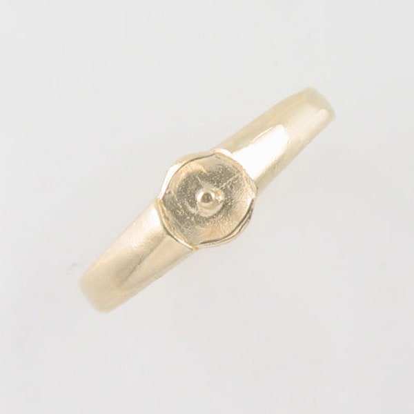 Solid Sterling Silver or 14K Gold Ring Setting for 4-8mm Round Half-Drilled Pearl, Ring Blank, DIY Ring Setting