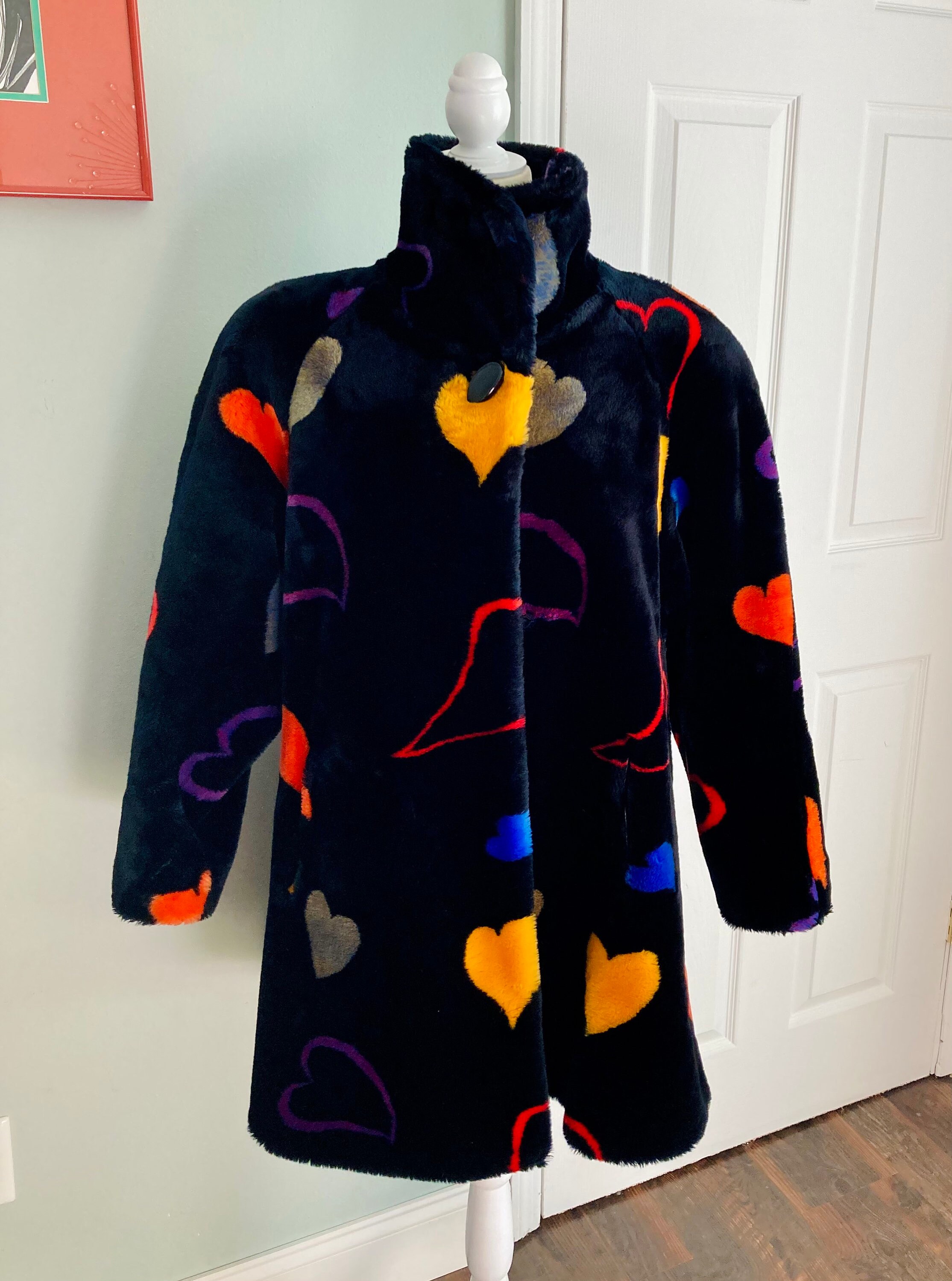 Vintage Donnybrook Heart Fur Coat Oversized Novelty Print Etsy