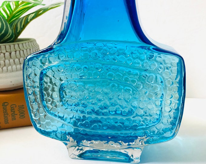 Whitefriars Reproduction Style TV Vase Kingfisher Blue Glass Etsy