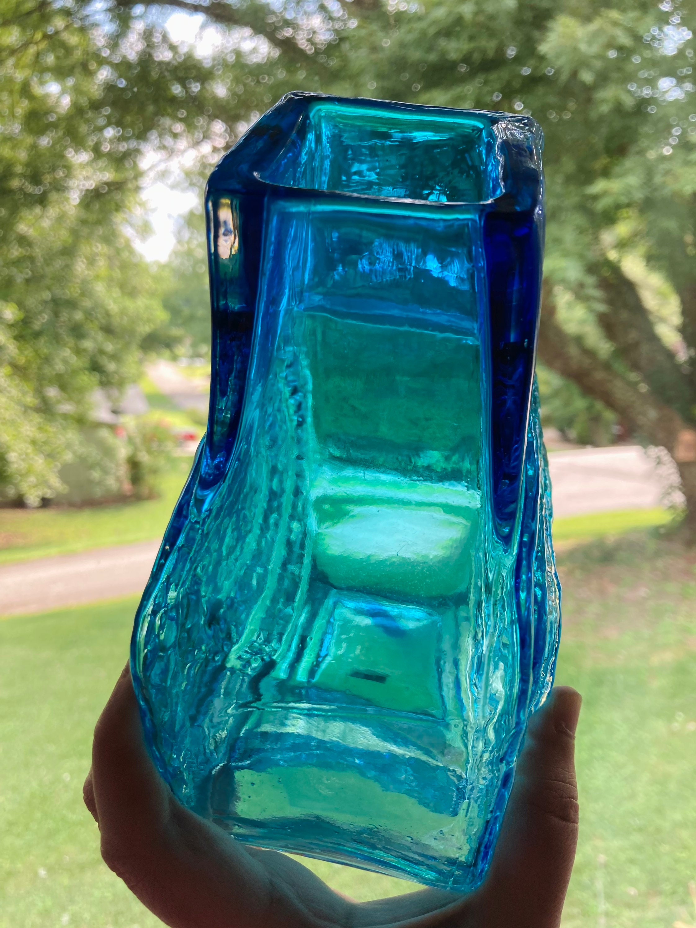 Whitefriars Reproduction Style TV Vase Kingfisher Blue Glass Etsy