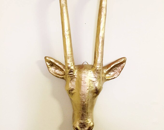 Gold Paper Mache Antelope Antlers Antelope Head Horns Deer Etsy