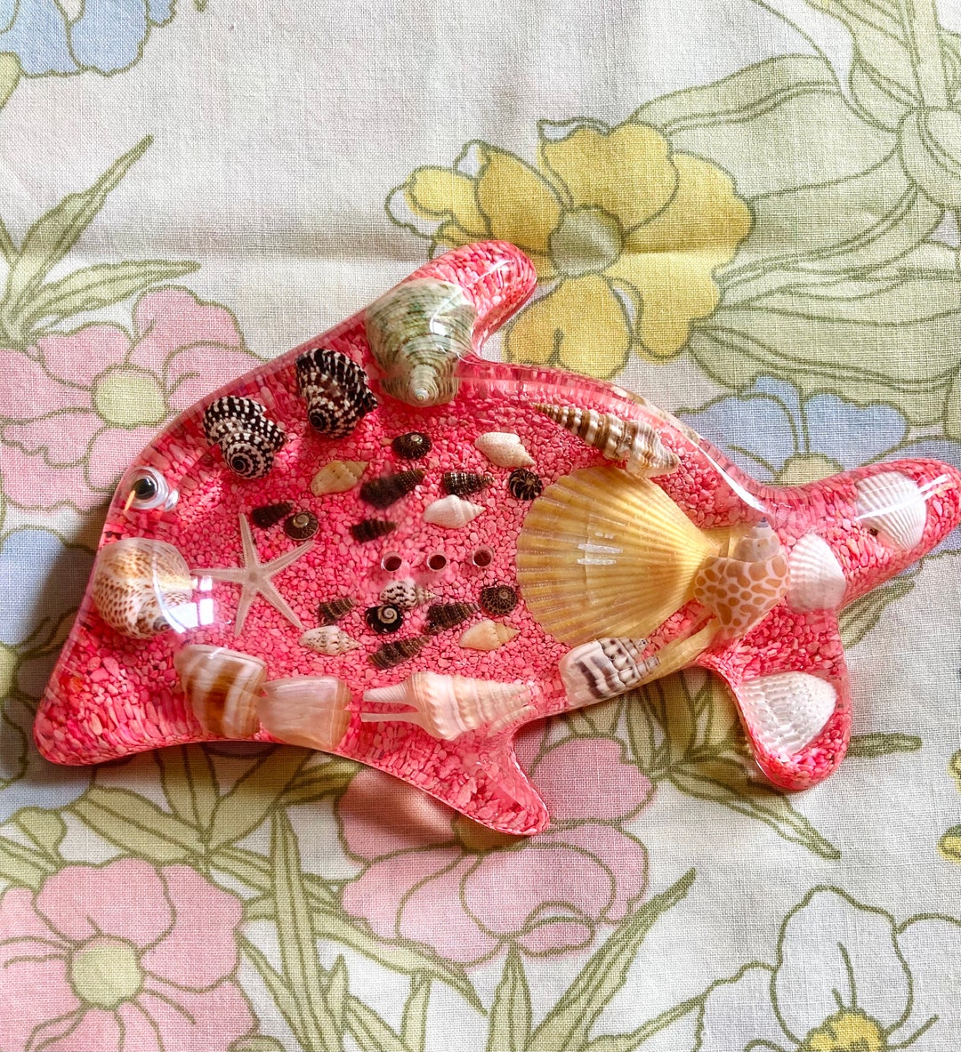 Vintage Pink Soap Dish Lucite Resin Dolphin Shell Holder Mid Century