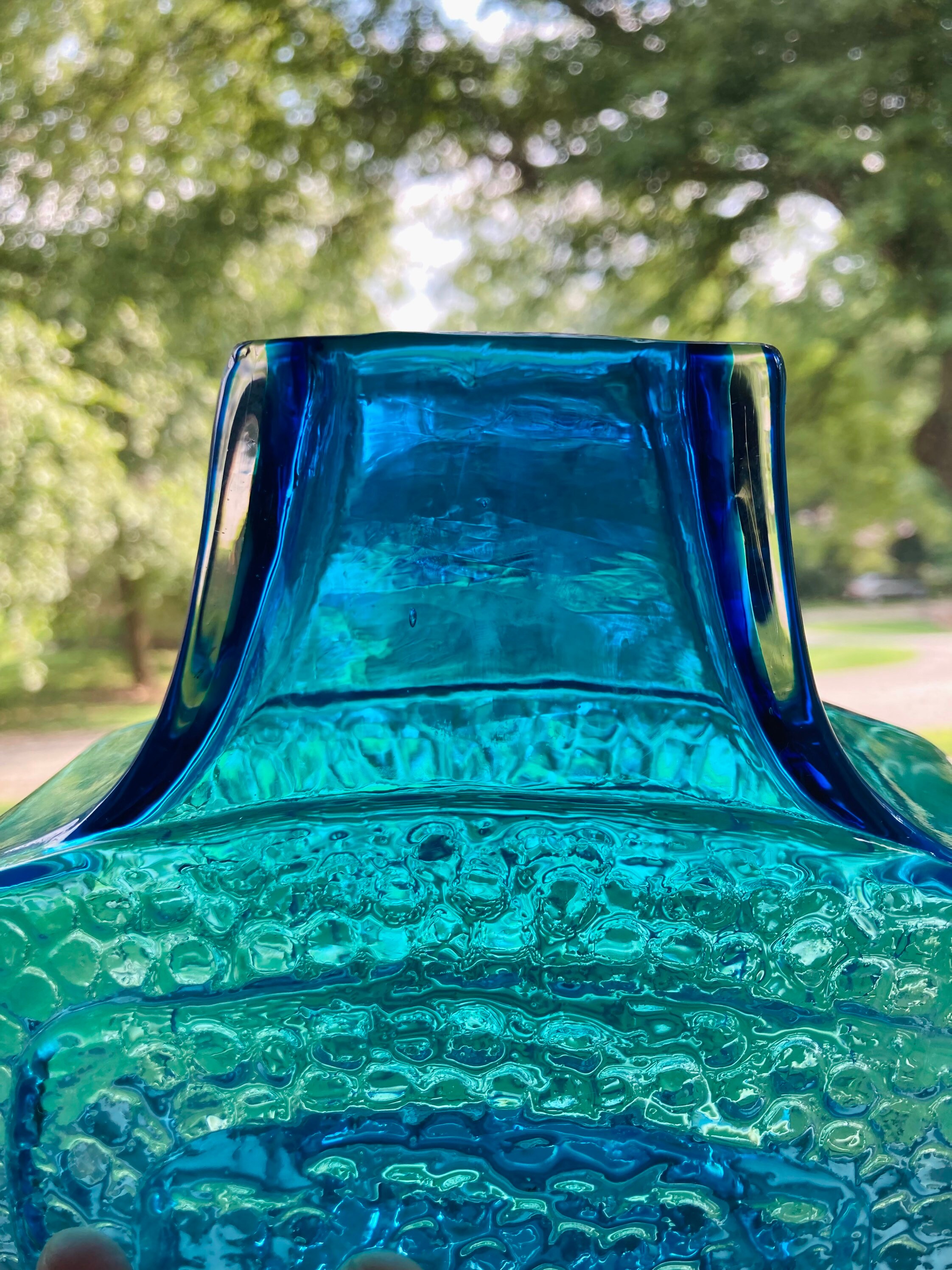 Whitefriars Reproduction Style TV Vase Kingfisher Blue Glass Etsy