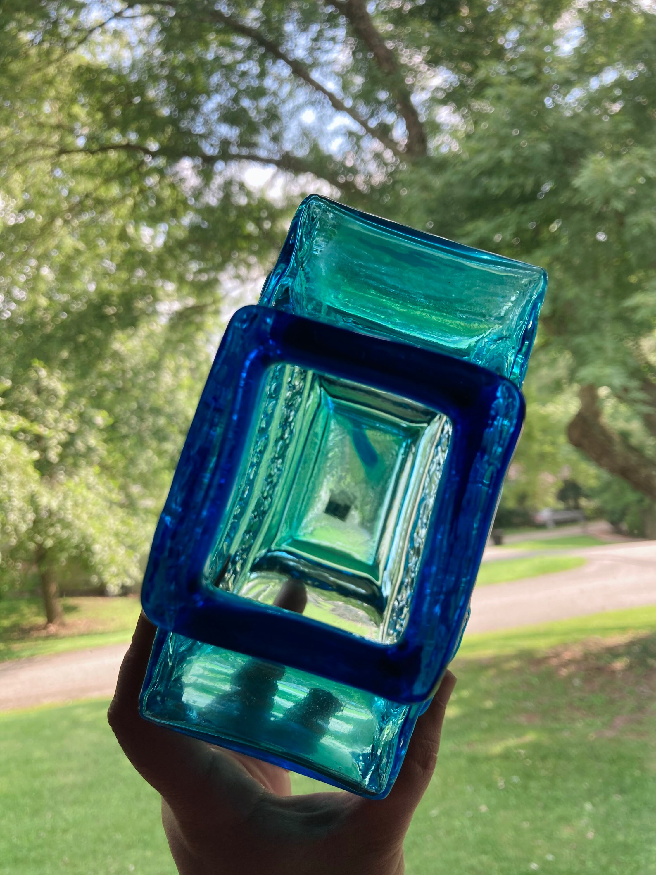 Whitefriars Reproduction Style TV Vase Kingfisher Blue Glass Etsy