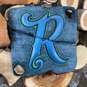 Whimsical Sign, Carved Letter Sign, Custom Painted Sign, Steampunk Letter R, 3D Sign Decor, Hand Painted Letter R Sign, Letter R Sign