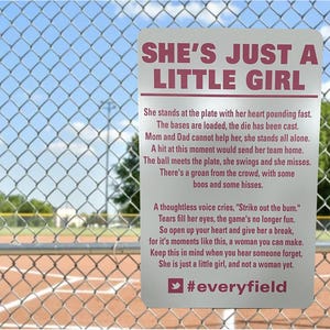 Softball Dugout Sign: Little Girl Poem, Metal Sports Decor