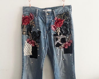 カスタムパッチワークジーンズ