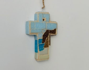 Pacific Coast Little Mosaic Wall Cross or Christmas Ornament I