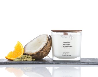 Coconut, orange and cardamom, soy candle