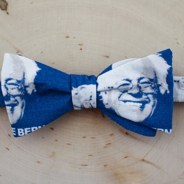 Handmade Adjustable Self Tie Bow Tie Bernie Sanders 'Feel The Bern' Print - Butterfly Style