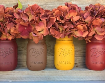 Fall Centerpieces Distressed Mason Jars Autumn Decor Cute Etsy