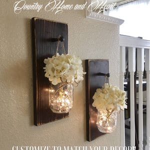 Home Decor, Mason Jar Sconces, Mason Jar Decor, Farmhouse Wall Decor, Rustic Wall Decor, Home Decor, Farmhouse Living Room Decor, Sconce image 9