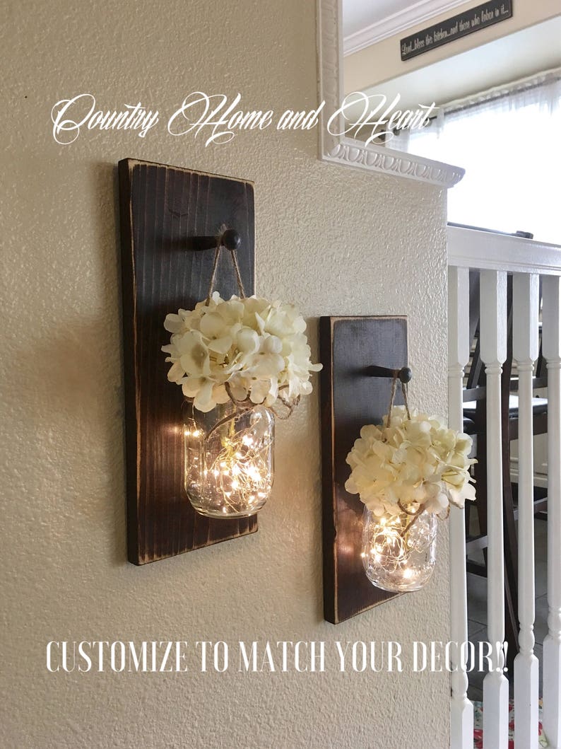 Home Decor, Mason Jar Sconces, Mason Jar Decor, Farmhouse Wall Decor, Rustic Wall Decor, Home Decor, Farmhouse Living Room Decor, Sconce image 9