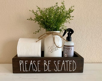 Please be Seated, Toilet Tray, Gift, Bathroom Decor, Bathroom Humor, Wood Tray, Sign, Toilet Tank Tray, Housewarming, Rustic Bathroom Decor