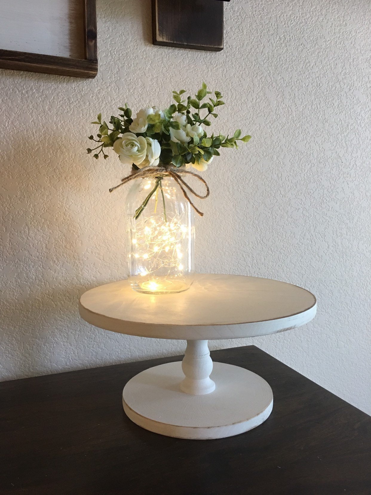 Quart Size Mason Jar With Fairy Lights and Flowers Mason Jar