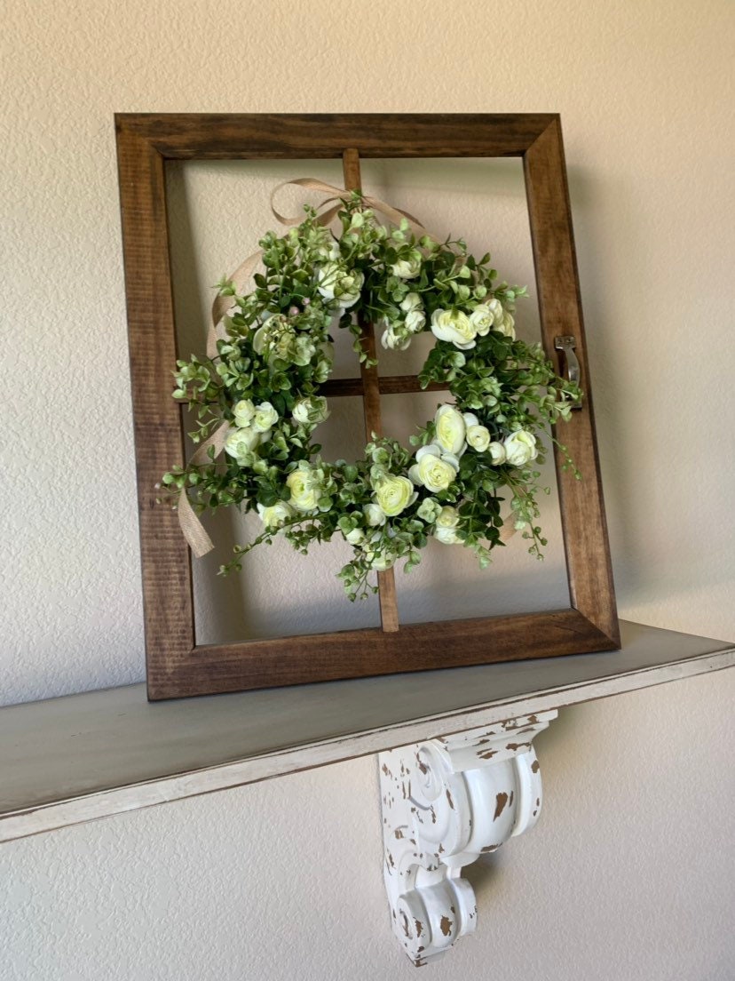 Window Frame Wall Decor Window Frame with Wreath Window Fram Etsy