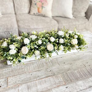 Farmhouse Table Centerpiece with Greenery, Rustic Table Centerpiece, French Country Floral Arrangements, Mantle Decor, Gift for Her, Porch
