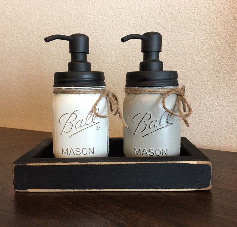 Soap and Lotion Dispenser Set, Rustic Kitchen Bronze, Farmhouse Mason Jar Kitchen Decor, Mason Jar Soap Dispenser, Dish soap and Lotion image 6