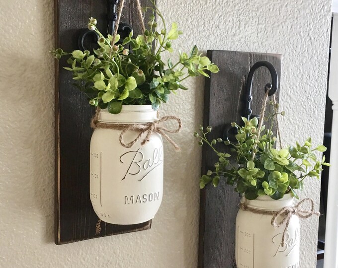 Mason Jar Hanging Planter Home Decor Wall Decor Rustic Etsy