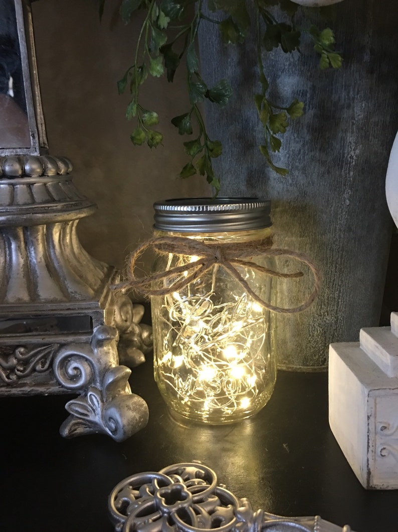 Mason Jar with Fairy Lights, Mason Jar Lantern, Mason Jars Lights, Garden Decor, Outdoor Wedding, Wedding Decor, Porch Decorations,Mason Jar image 3