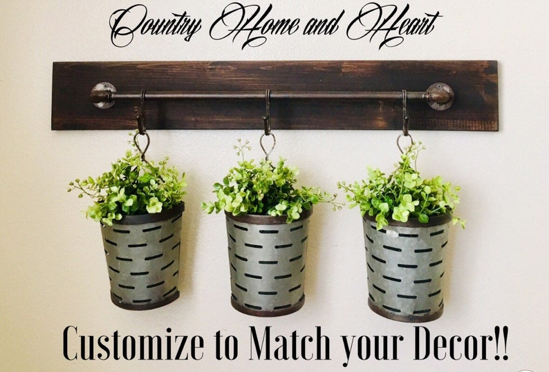 Hanging Olive Bucket Farmhouse Decor Wall Rustic Planters