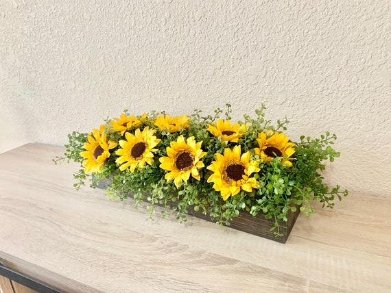 Sunflower Floral Arrangement Farmhouse Kitchen Island Etsy