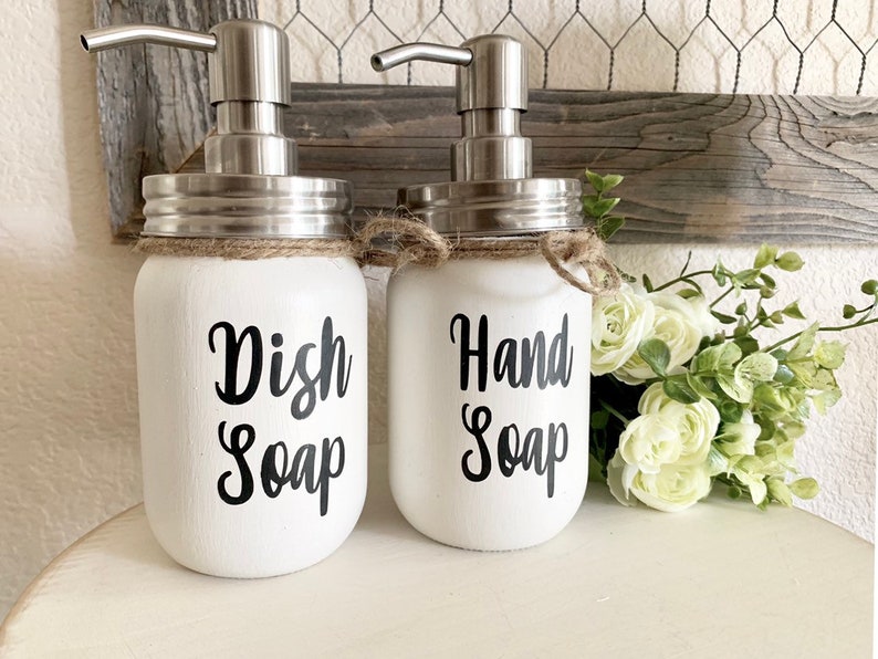 Autumn Alley Glass & Black Farmhouse Soap Dispenser Set For
