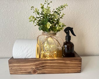 Rustic Bathroom Decor | Bathroom Wood Tray | Toilet Tank Tray | Housewarming Gift  | Farmhouse Bathroom | Home Improvement | Storage