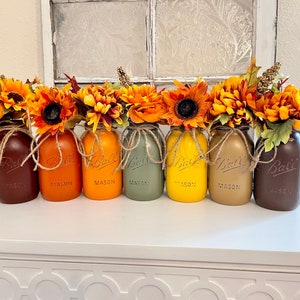 Fall Mason Jars, Farmhouse Decor for Fall, Fall Wedding Centerpieces, Fall Decor, Fall Table Decor, Halloween, Thanksgiving Decor