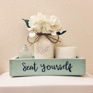 Seat Yourself, Toilet Tray, Gift, Bathroom Decor, Bathroom Humor, Wood Tray, Sign, Toilet Tank Tray, Housewarming, Rustic Bathroom Decor