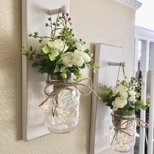 Home Decor, Mason Jar Sconces, Mason Jar Decor, Farmhouse Wall Decor, Rustic Wall Decor, Home Decor, Farmhouse Living Room Decor, Sconce image 2