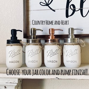 Farmhouse Kitchen Decor, Brass Soap Dispenser, Copper Mason Jar Soap Dispenser, Oil Rubbed Bronze Mason Jar Soap Pump, Mason Jar Decor