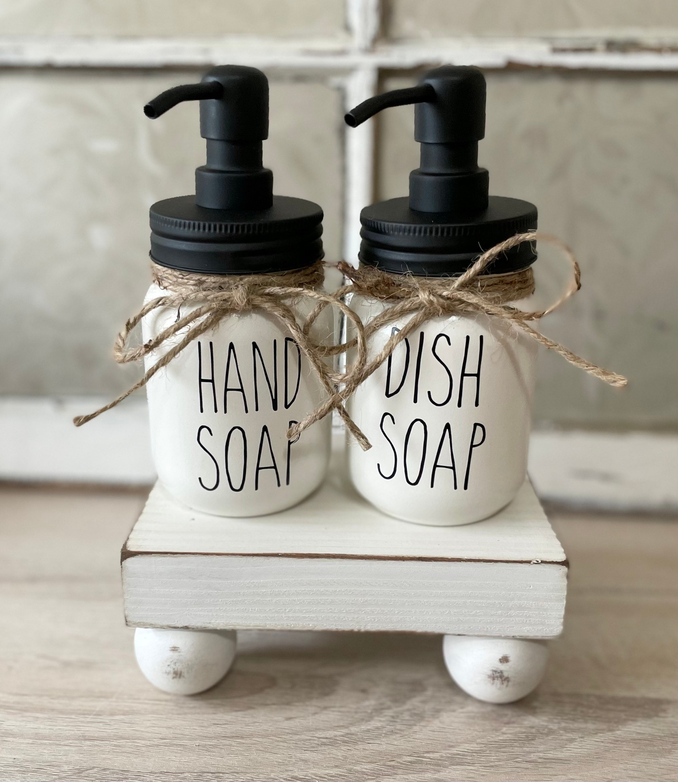 Farmhouse Chunky Riser Tray and Dish Soap and Hand Soap Dispensers