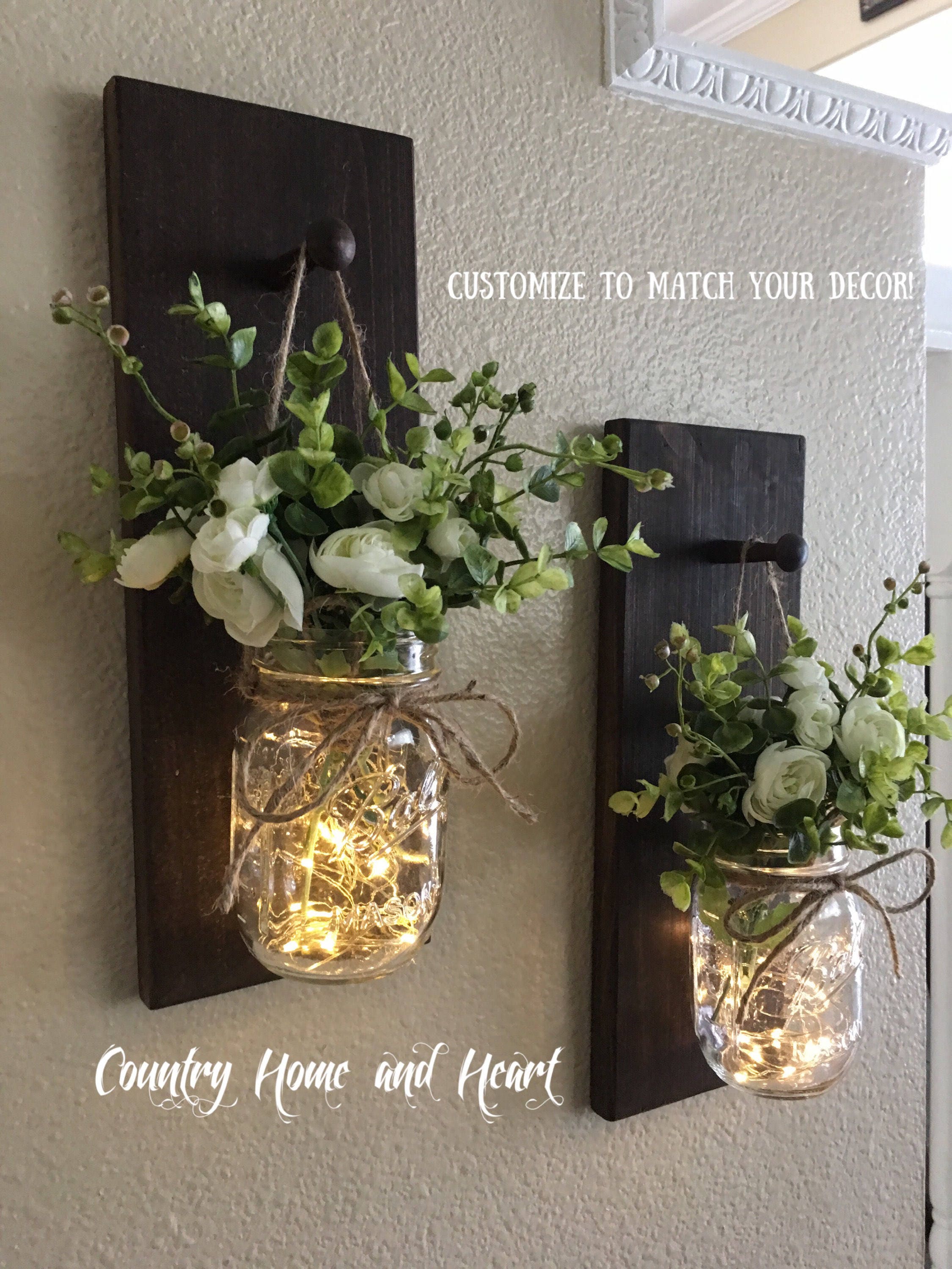 Home Decor Mason Jar Sconces Mason Jar Decor Farmhouse Wall - Etsy