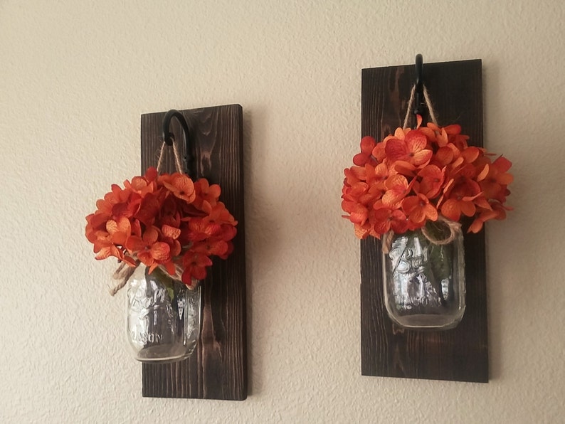 Set of Mason Jar Wall Sconces, Mason Jar Sconce, Mason Jar Decor, Mason Jar Wall Decor, Country Decor, Farmhouse Wall Decor, Farmhouse Decor image 2