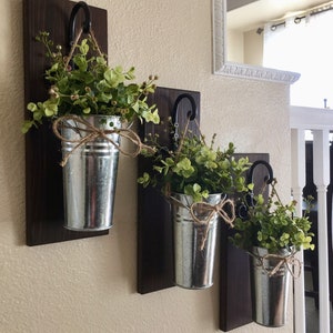 Rustic Wall Decor, Home Decor, Farmhouse Hanging Planter Galvanized Metal Planters with Greenery, Entryway or Bedroom Decorations, Wall Tin image 7