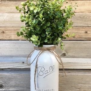 Half Gallon Mason Jar with Greenery, Lavander or Cotton Stems, Farmhouse Kitchen Decor, Rustic Entry Way Accent, Faemhouse Entryway Decor, image 1