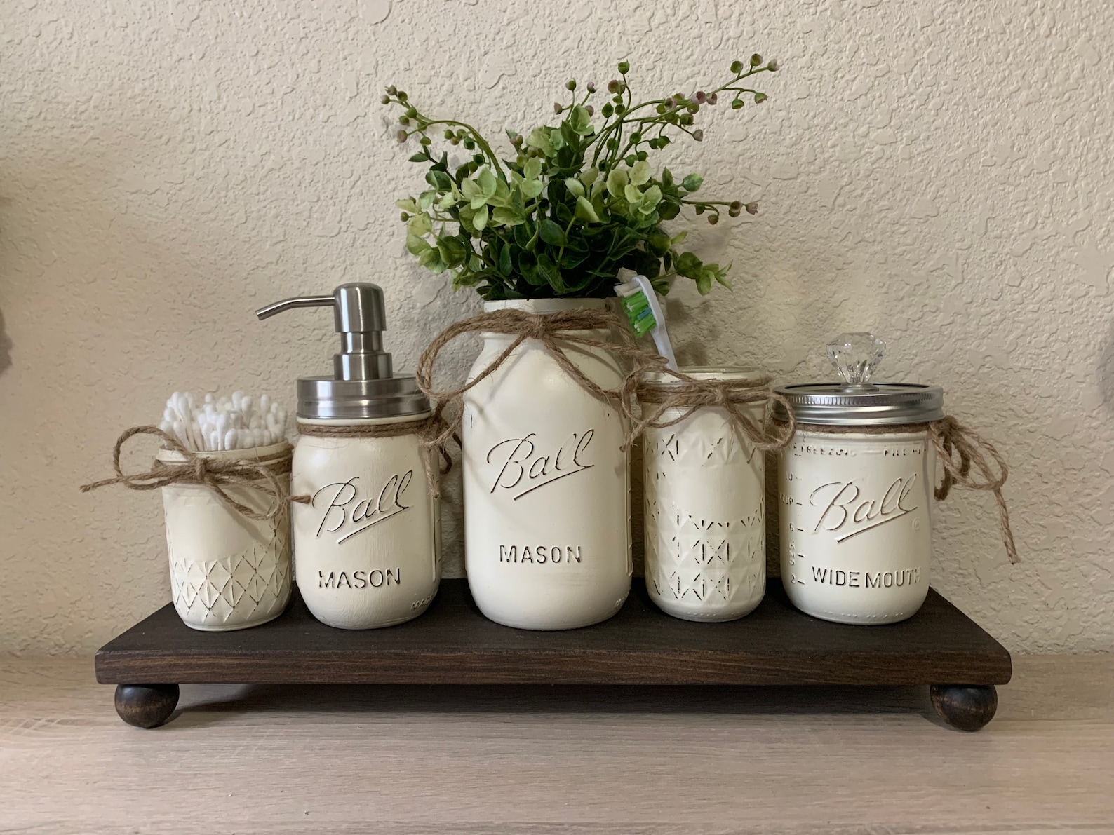 Mason Jar Bathroom Set, Mason Jar Decor, Housewarming Gift, Farmhouse ...