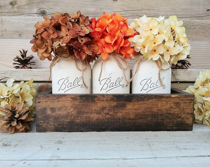 Fall Farmhouse Decor Rustic Fall Mason Jar Centerpiece Decor