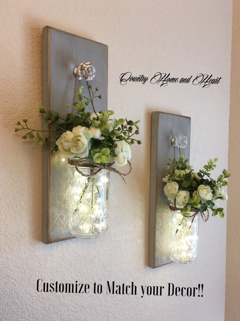 Bedroom Wall Decor Mason Jar Wall Decor Gift for Her Mason Etsy